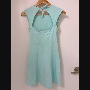 Aritzia Talula, Summery seafoam cutout skater mini dress halter neck tie